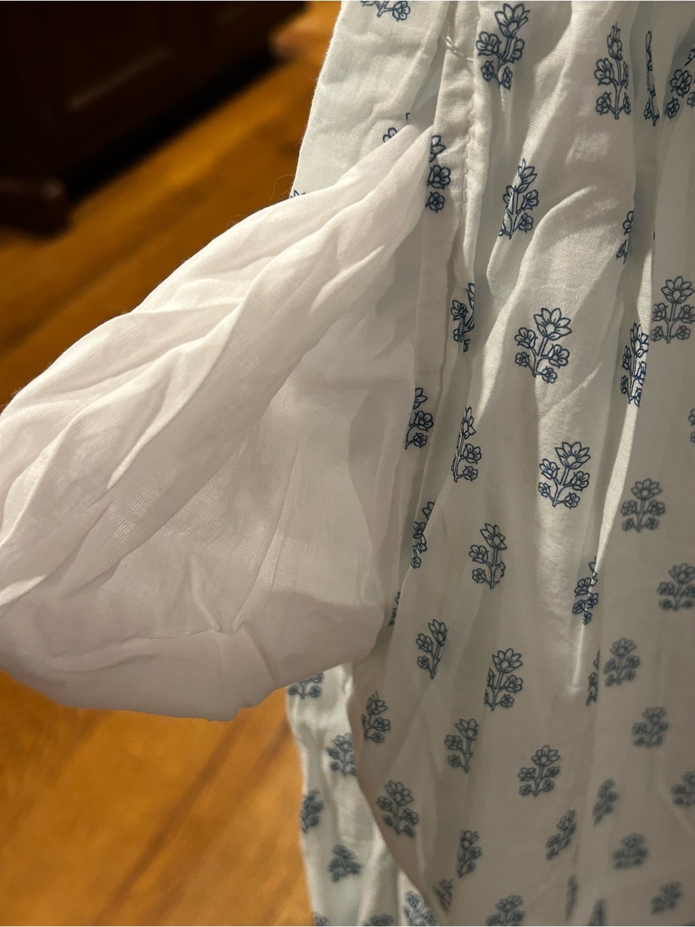 eShakti Cotton Dress NWOT blue Indian floral block print maxi voile-lined 16w - Picture 11 of 16
